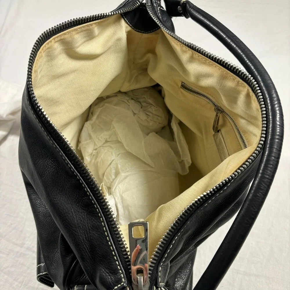 Authentic Marc Jacobs Shoulder Bag Black Pre-Owned Leather Push Lock Hobo - Picture 8 of 12